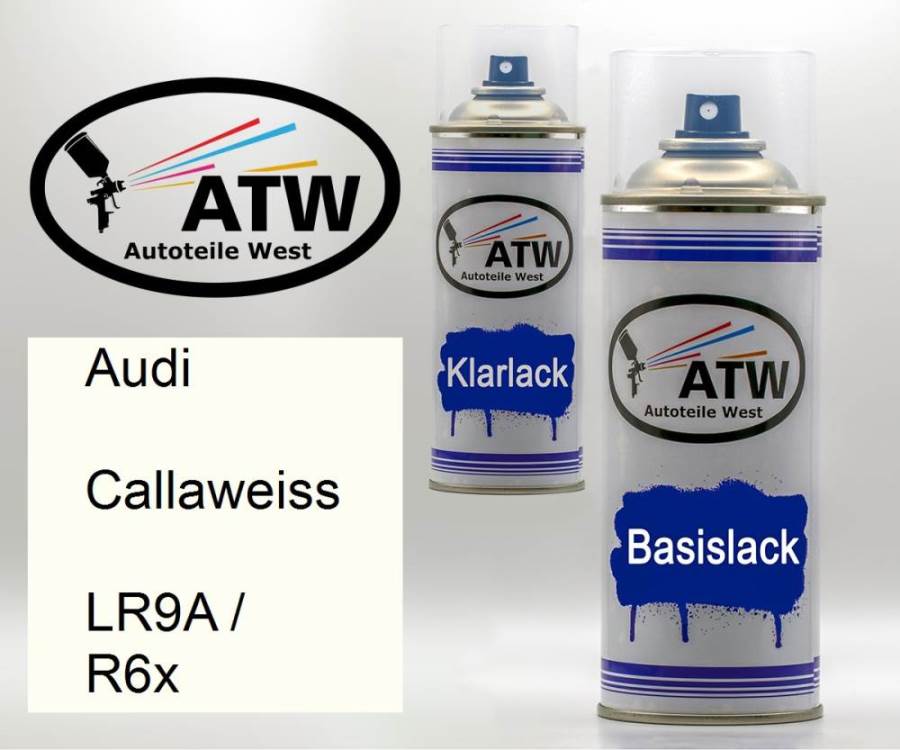 Audi, Callaweiss, LR9A / R6x: 400ml Sprühdose + 400ml Klarlack - Set, von ATW Autoteile West.